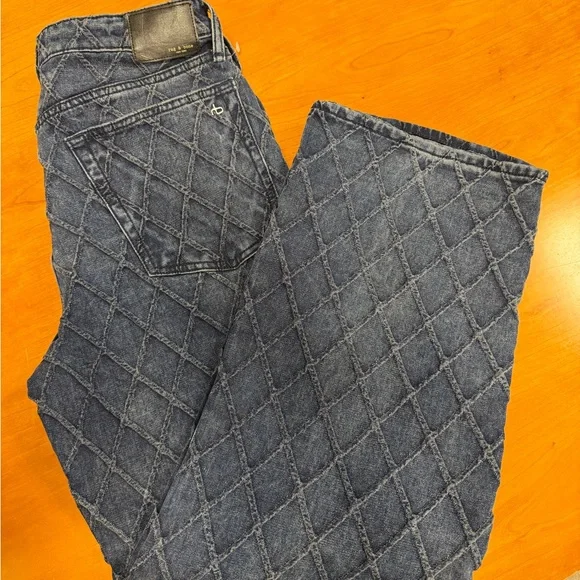Rag & Bone Logan mid rise wide leg Quilted denim jeans size 30 - Picture 1 of 13